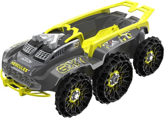 Nikko RC Auto Hercules - bestuurbare auto voor binnen en buiten - Voor kinderen vanaf 6 jaar - speciale functie met 6 wielen - 30 cm - geel/grijs