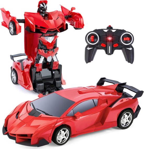 Jojoy 2-in-1 RC Auto en Robot – Bestuurbare Auto met Afstandsbediening – Radiografisch Bestuurbare Transformer Speelgoed voor Kinderen - ROBOCAR Rood