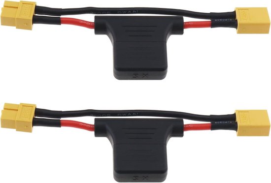 XT60 Mannelijke naar XT60 Vrouwelijke Verlengkabel met 30A Zekering 14AWG Siliconen Draad voor Elektrische Fietsen Drone RC Auto Quadcopter Batterij Oplader - Set van 2