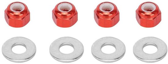 RC Auto Wielmoer 4 Stuks 3mm RC Off-road Voertuig Wiel Hex Lock Moer Fit Band Moer Upgrade Accessoire voor wltoys 1/14 144001 (Rood A949-49R) Auto accessoires