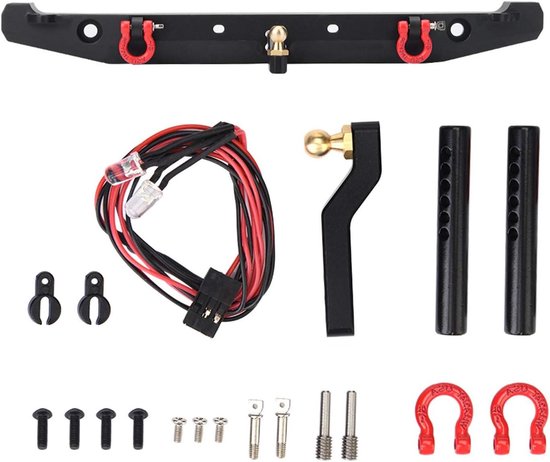 Achterbumper Metalen Achterbumper Beschermbeugel met Led-verlichting Aanhangergesp voor SCX10II 90046 RC Auto Traxxas Defender