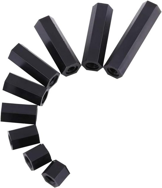 Zwart Vrouwelijke Spacer PA66 Nylon Accessoires M3 Vrouwelijk x M3 Vrouwelijke Hex Schroefdraad Spacer Standoff (M3*10) - 100 stks