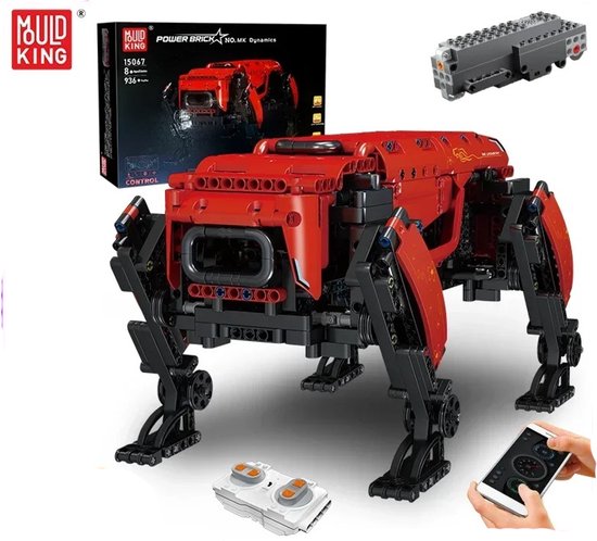 Comnox - Mould King - Power Robot Dog - 936 Stukjes - LEGO Compatible - Programmeerbare RC Robot Hond - Educatief Speelgoed - Rood
