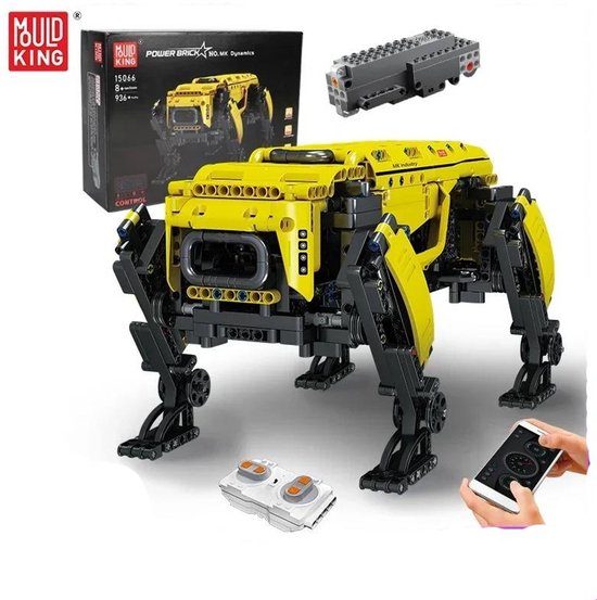 Comnox - Mould King - Power Robot Dog - 936 Stukjes - LEGO Compatible - Programmeerbare RC Robot Hond - Educatief Speelgoed - Geel