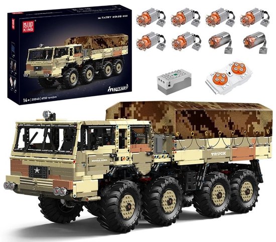 Comnox - Mould King - Militaire Tatra Kolos Truck 8x8 - 4733 Stukjes - LEGO Compatible - RC Bouwstenen Set - Zandkleurig