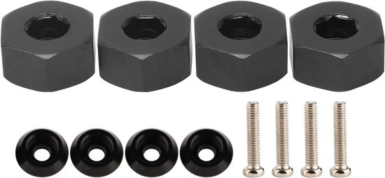 4st 5mm tot 12mm Combiner Wheel Hub Hex Adapter Accessoire voor WPL D12 1/10 RC Trucks (zwart)