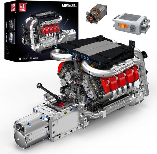 Mould King - Twin Turbo technic motor | Speed champions icons modelbouw | Creator classic bouwpakket compatibel met lego sluban of mega bloks | Technische speelgoed ideas voor expert volwassenen & kinderen | 1169 bouwstenen | Vaderdag cadeau