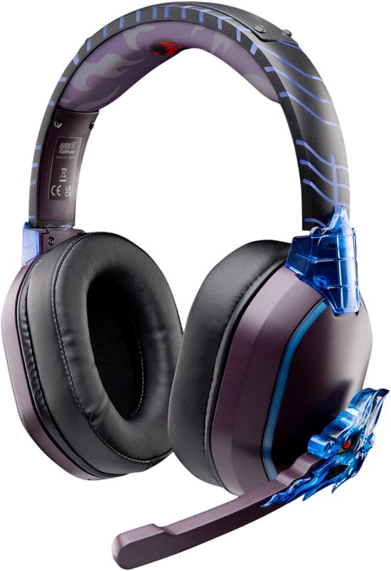 LEXIP Madara "Destruction" gaming headset - Exclusief Naruto Shippuden anime design - Bedraad en draadloos - Bluetooth 5.1 - Multiplatform - paars, blauw