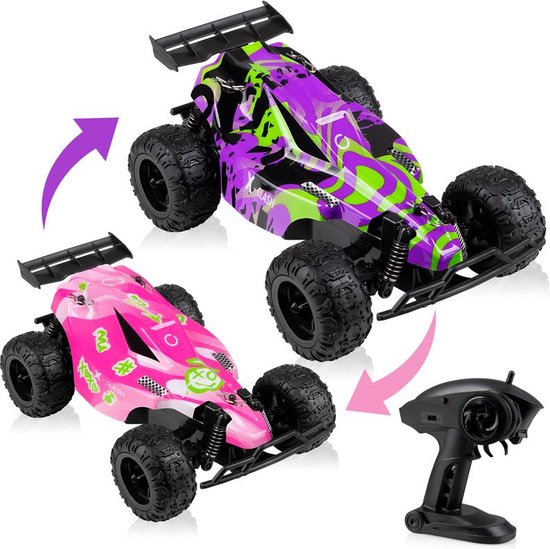 Overmax X-Clash - RC Auto - 25 km/u Snelheid - Bereik tot 100m - Inclusief 2 Batterijen - Schokabsorptie voor Diverse Terreinen - 2 Verwisselbare Carrosseriedesigns - Duurzaam en Compact Ontwerp