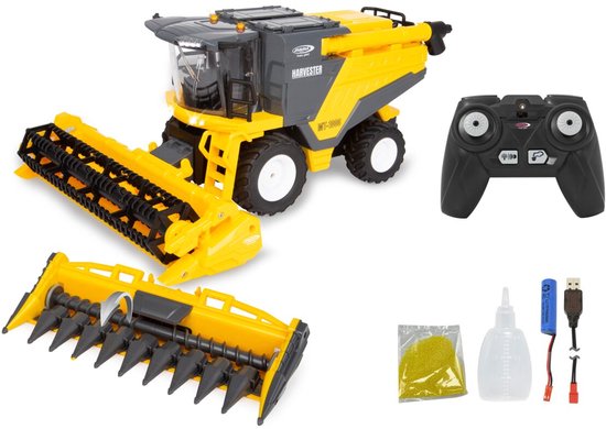 1:24 Jamara 405310 RC Maaidorser MT-1000 voor Tarwe en Maïs met rook en speelgraan - Geel - 2,4GHz RC Model Kant en Klaar