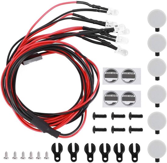 Daklichten Duurzame LED 1:10 Schaal Afstandsbediening Crawler Autodak Bagagerek Lichten Ronde Lampenkap Accessoire Geschikt voor Traxxas Trx4/SCX10 II 90046 90047 1/10 RC Auto(6LED)