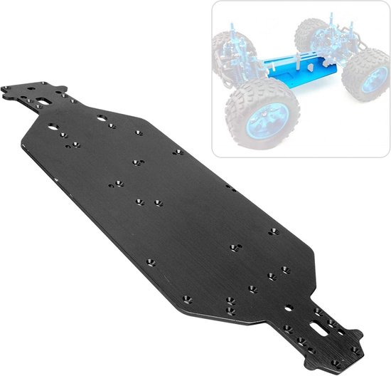 Aluminium RC Auto Bodem Chassis Plaat voor HSP 94107 94111 94110 94124 RC Auto(zwart)