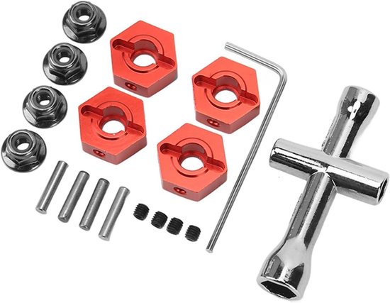 14mm Wiel Hex Hub Kit - Adapter, Mount, Borgmoeren, Pinnen en Kruissleutel voor 1/10 RC Auto