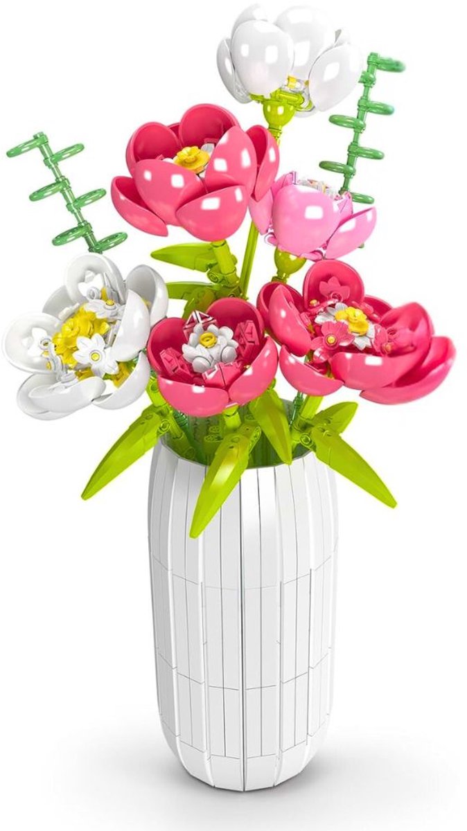 Mould King - Peon rozen bloemenboeket | Botanical flowers collection | Classic Creator STEM speelgoed bonsai bloemen bouwpakket compatibel met bekende merken | Icons bloemenboeket modelbouw volwassenen & kinderen | 866 bloks Moederdag cadeau tip