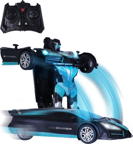 Silvergear Bestuurbare Auto Robot - RC Auto - Speelgoed Autos Jongens - RC Car - Transformer - Robot Racer - Zwart