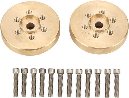 Messing RC Auto Wiel Hex Hub 1 Paar 12mm Gouden voor 1/10 RC Auto Axiale SCX10