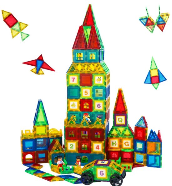 Magnetic Tiles Bouwset voor Kinderen - 103-delige STEM Speelgoed, Sterke Magneten, Educatieve Constructieblokken voor Creativiteit en Leren, kinderspellen (not lego)