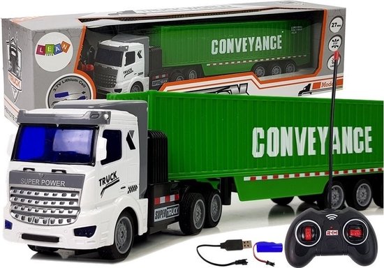 RC auto - vrachtwagen met trailer - 35x6x8 cm - groen