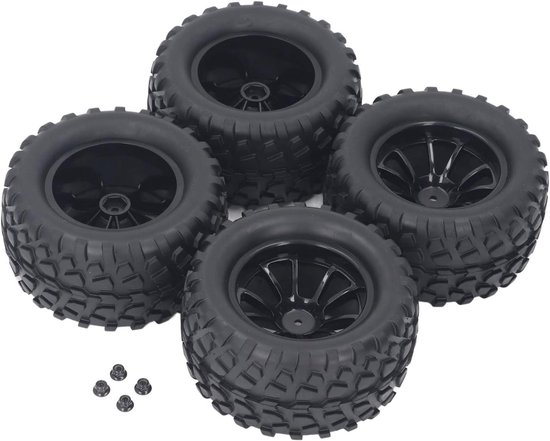4 stuks 12 mm Hex 1/10 RC Truck wielen en banden voor Axiaal, HSP, Redcat, Hpi - Universele wielnaaf met 10 gaten