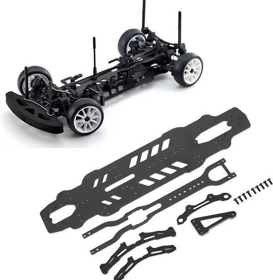Tourwagenchassiskit nauwkeurige stijve flexibele bodemplaatset compatibel met 3RACING Advance S64 RC 1/10 tourwagen (zwart)