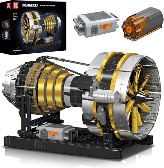 Mould King - 10141 Icons Technic Vliegtuig Straal motor | Speed champions modelbouw | Creator classic bouwpakket compatibel met lego sluban of mega bloks | Technische speelgoed ideas voor expert volwassenen & kinderen | 2256 bouwstenen modelbouw