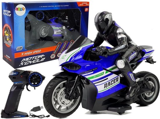 RC-motorfiets - 2,4 GHz - 35 m bereik - blauw