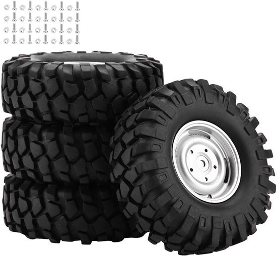 Vrachtwagenbanden 4-delige Wielbanden Rubberen Banden Met 12 Mm Wiel Zeskantnaven Vervanging Voor 1/10 Schaal RC Crawler Off-road Vrachtwagen Auto