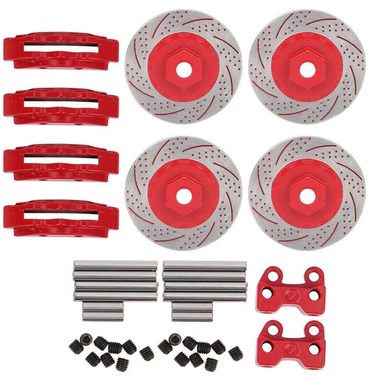 4-delige metalen simulatie-remschijf-remklauwen voor TRX4 voor TRX6 1/10 RC-serie auto (rood)