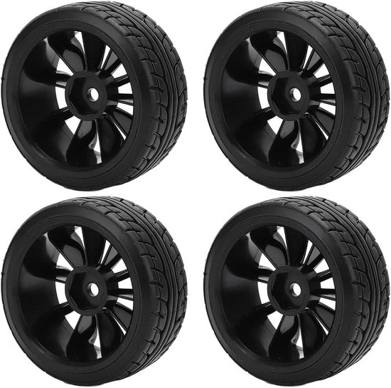 1/10 Drift Autobanden Harde Band Voor Tamiya TT02 On Road Drifting Auto Rc Rubber Banden En Wielen Set Zwart - 4 Stuks