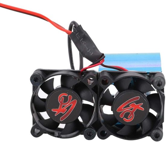 Motorventilator Koelventilator Koellichaam 60 Mm Elektromotor Koellichaam Met Dubbele Ventilator 540/545/550 Motor Koellichaam voor Hpi/Hsp/Axial 1/10 Rc Model Car (blauw)