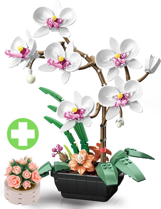 Jaki - Bloemenboeket orchidee wit | Botanical bloemenpracht orchideeën | Classic Creator STEM speelgoed bonsai bloemen mega bouwpakket compatibel met lego mould king sluban | Icons modelbouw volwassenen | Kunstbloemen | 679 bloks moederdag cadeau