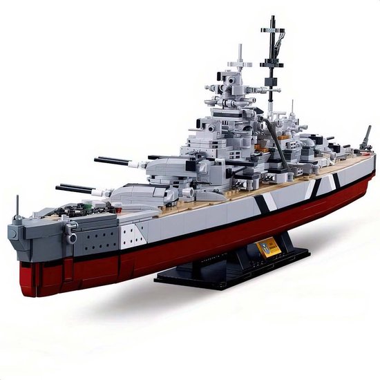 Sluban M38-B1102 - Slagschip KMS Bismarck | WW2 Army | Leger schip | City defender modelbouw bouwpakketten | Classic creator boot | Compatibel met lego mould king mega | Technische ideas speelgoed voor kinderen & volwassenen | 1849 bloks