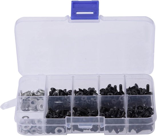 RC Universele Schroefset – Schroeven Assortiment Set, Platte & Ronde Kop Schroeven Accessoiredoos voor 1/10 HSP RC Auto (180 stuks), RC Auto Onderdelen Gereedschapsset