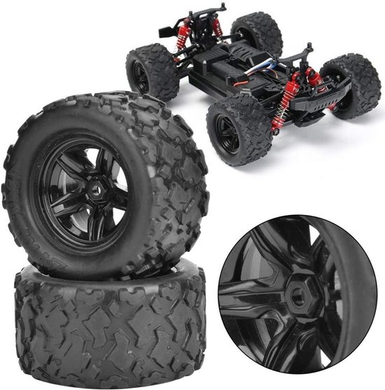 Rc Truck Banden Vervanging Zwart - 2 Stuks Wielbanden voor HS 18301 18302 18311 18312 1/18 Rc Auto