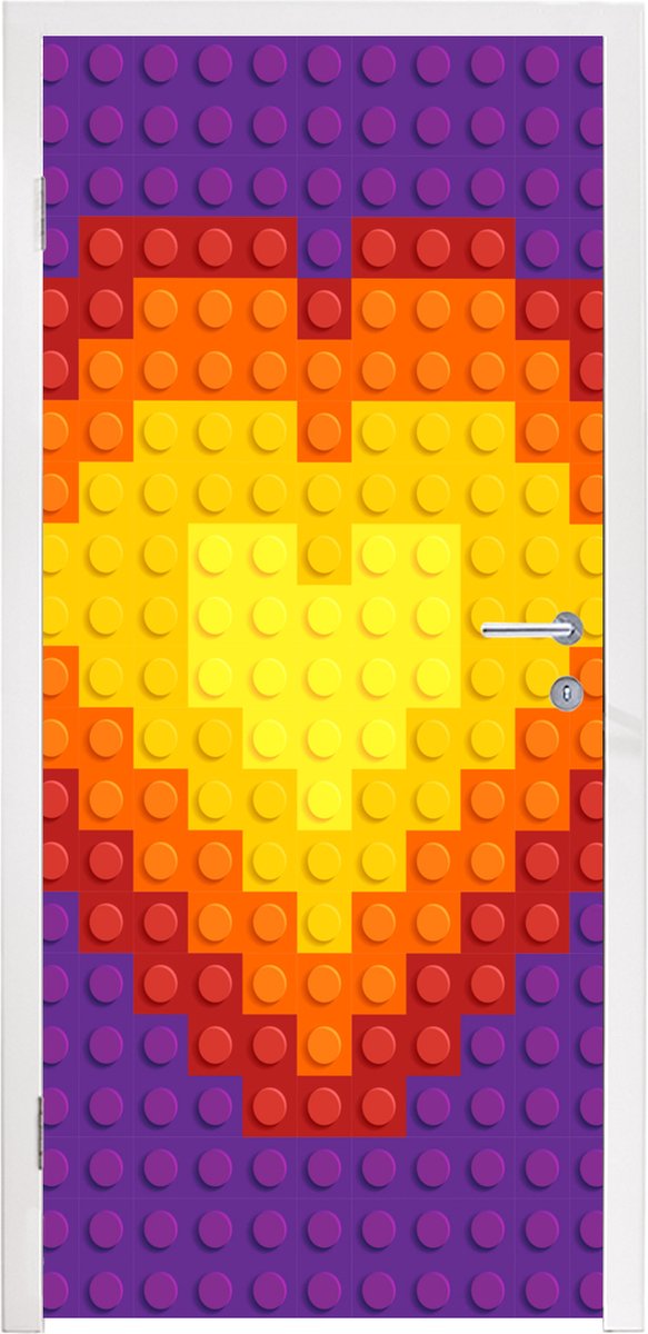 Deursticker Lego - Patroon - Hart - 90x235 cm - Deurposter