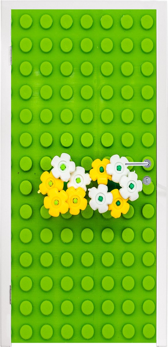 Deursticker Lego ondervloer met bloemen - 85x205 cm - Deurposter