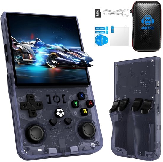 R36MAX Retro Handheld Game Console – 64GB – 10.000+ Games – 4.0” HD IPS Scherm – Open Source Linux – Dual Joysticks – Draagbare Spelcomputer met Accessoires