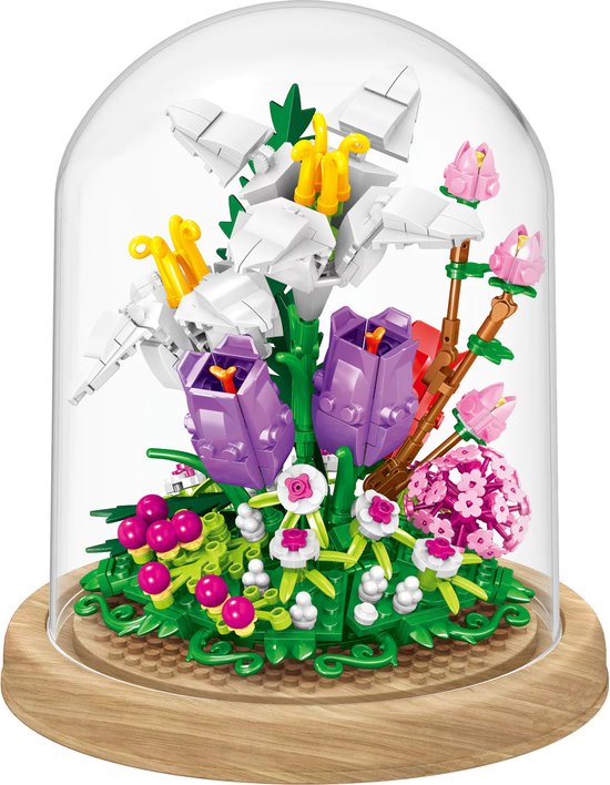 Zhe Gao Tulpen Bloemenboeket in Stolp | Botanical Flowers Collection | Classic Creator STEM speelgoed bloemen bouwpakket | niet compatibel met lego mould king | Kunstbloemen modelbouw bloemenpracht volwassenen & kinderen | 545 bloks cadeau voor haar