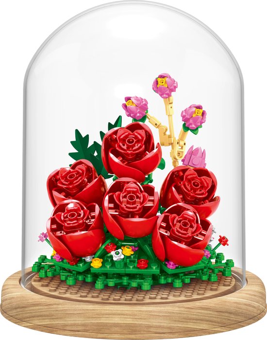 Zhe Gao Botanical Rozen Bloemenboeket in Stolp | Bloemenpracht flowers collection | Classic Creator STEM speelgoed bloemen bouwpakket | niet compatibel met lego mould king sluban mega | modelbouw volwassenen & kinderen | 366 bloks | cadeau voor haar
