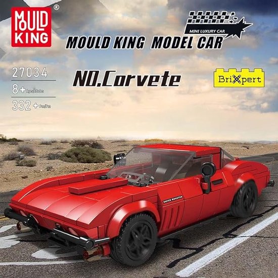 Mould King 27034 - Corvette - 332 onderdelen - Gratis Vitrine Box - Lego compitabel