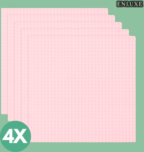 Enluxe Bouwplaten Roze - Set 4 Stuks | 32x32 Noppen (25,5 x 25,5 cm) | Geschikt voor Diverse Bouwstenen zoals LEGO | Stapelbare Grondplaten voor Creatieve Projecten