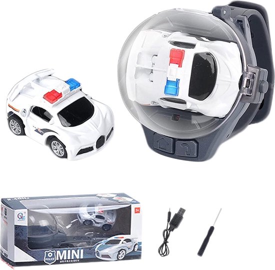 DrPhone MiniCars2 – 2.4 GHz Bestuurbare Mini Auto Voor Kinderen – Bestuurbare Auto Met Horloge Station – Met Horloge Controller – Wit