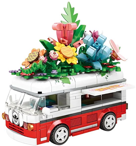 Woma - Bloemen camper | Botanical Flowers Collection | Classic Creator STEM speelgoed wilde bloemen bouwpakket | compatibel met lego mould king sluban | Icons modelbouw bloemenpracht voor volwassenen kinderen | kunstbloemen | 520 bloks