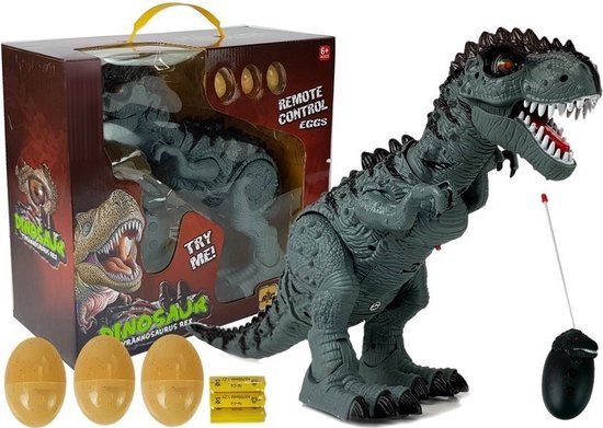 Ariko RC Dinosaurus - Dino - Legt Eieren - Licht projectie - met Licht en Geluid - 6 kleine eieren - Beweegbare onderdelen - Incl batterijen