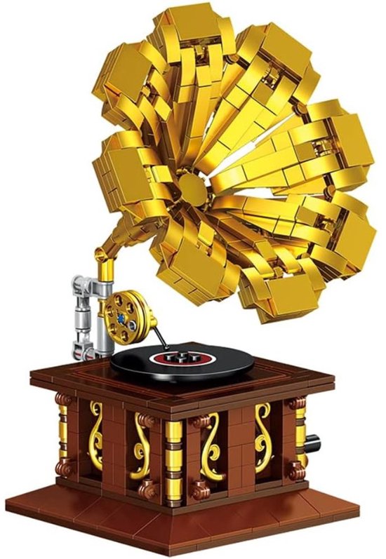 Zhe Gao - Retro grammofoon | Classic creator ideas technic | STEM educatief speelgoed bouwpakket | niet compatibel met lego mould king mega | Radio platenspeler modelbouw volwassenen & kinderen | 582 bloks | Vaderdag cadeau