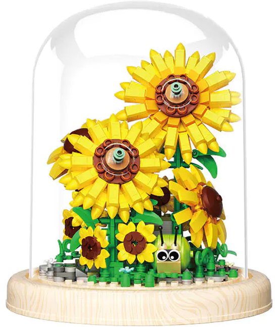 Zhe Gao Bloemenboeket Zonnebloem Stolp | Botanical Flowers Collection | Classic Creator STEM speelgoed bloemen bouwpakket | niet compatibel met lego mould king | Kunstbloemen modelbouw bloemenpracht volwassenen & kinderen | 633 bloks cadeau voor haar