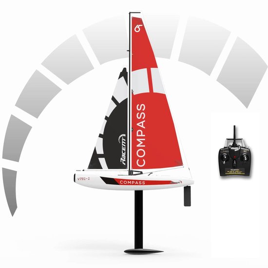 RC Zeilboot Compass 65cm – Afstandsbestuurbare Zeilboot voor Buiten – RTR – ABS Kunststof – 2.4GHz – Voor Beginners & Ervaren – Waterdicht – Modelboot
