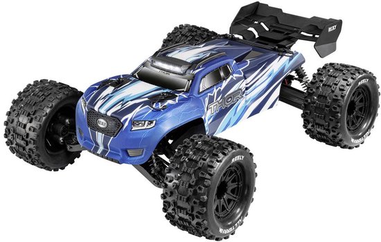 Reely Thor Blauw Brushed 1:10 RC auto Elektro Monstertruck 4WD 100% RTR 2,4 GHz Incl. accu, oplader en batterijen voor