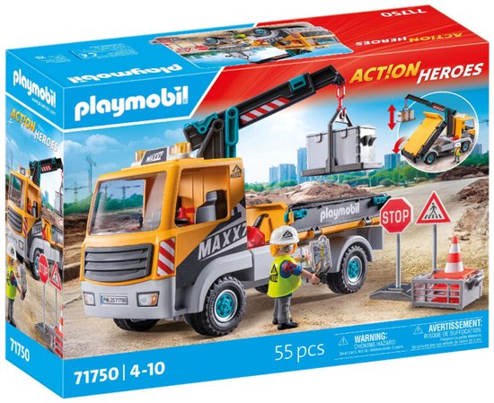PLAYMOBIL Action Heroes Vrachtwagen met kraan 71750