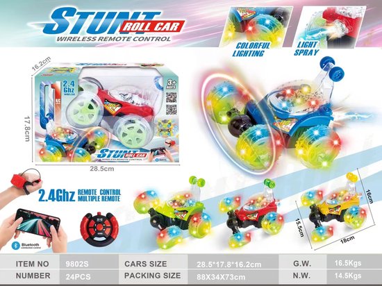 360° Acrobatische RC Auto RC Stuntauto voor 3+ jaar - 360° Flips & LED Licht- Speelgoed Auto voor Jongens Meisjes